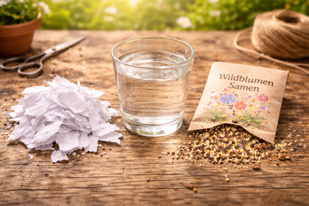 Samenpapier selber machen, Nervensystem beruhigen, Basteln Natur